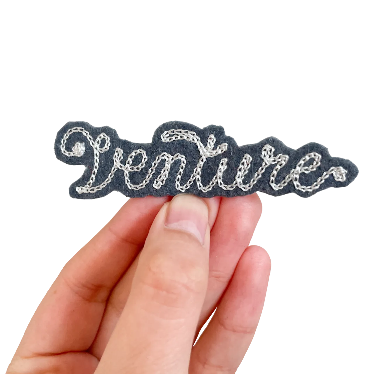 Custom Word Patch - Silver on Grey
