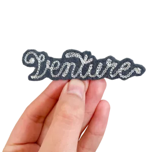 Custom Word Patch - Silver on Grey