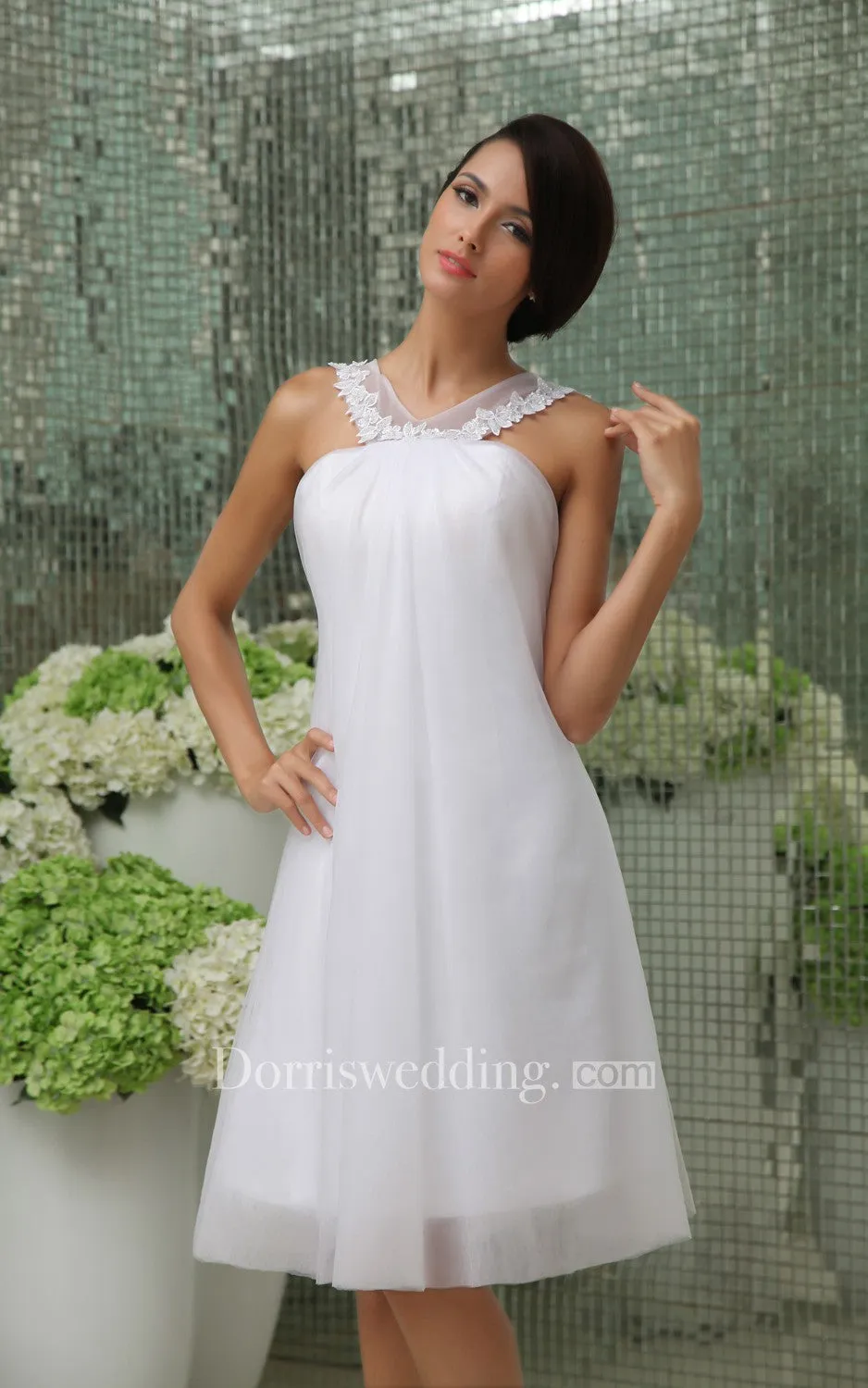 Cute Sleeveless Short Dress With Chiffon Overlay