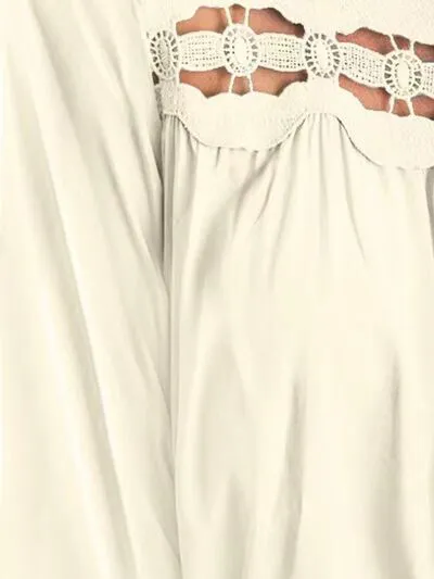 Cutout Square Neck Long Sleeve Blouse (5 Colors)