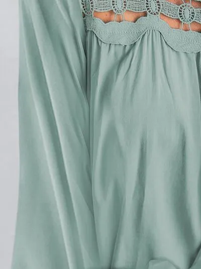 Cutout Square Neck Long Sleeve Blouse (5 Colors)