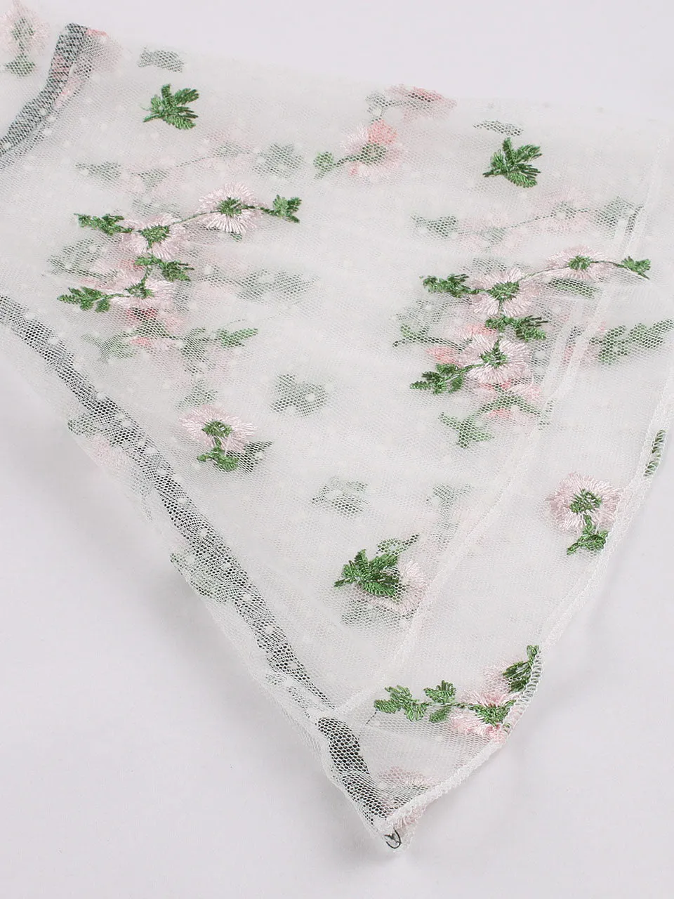 Dark Green Turn Down Flower Embroidered Semi-Sheer 1950S Vintage Dress
