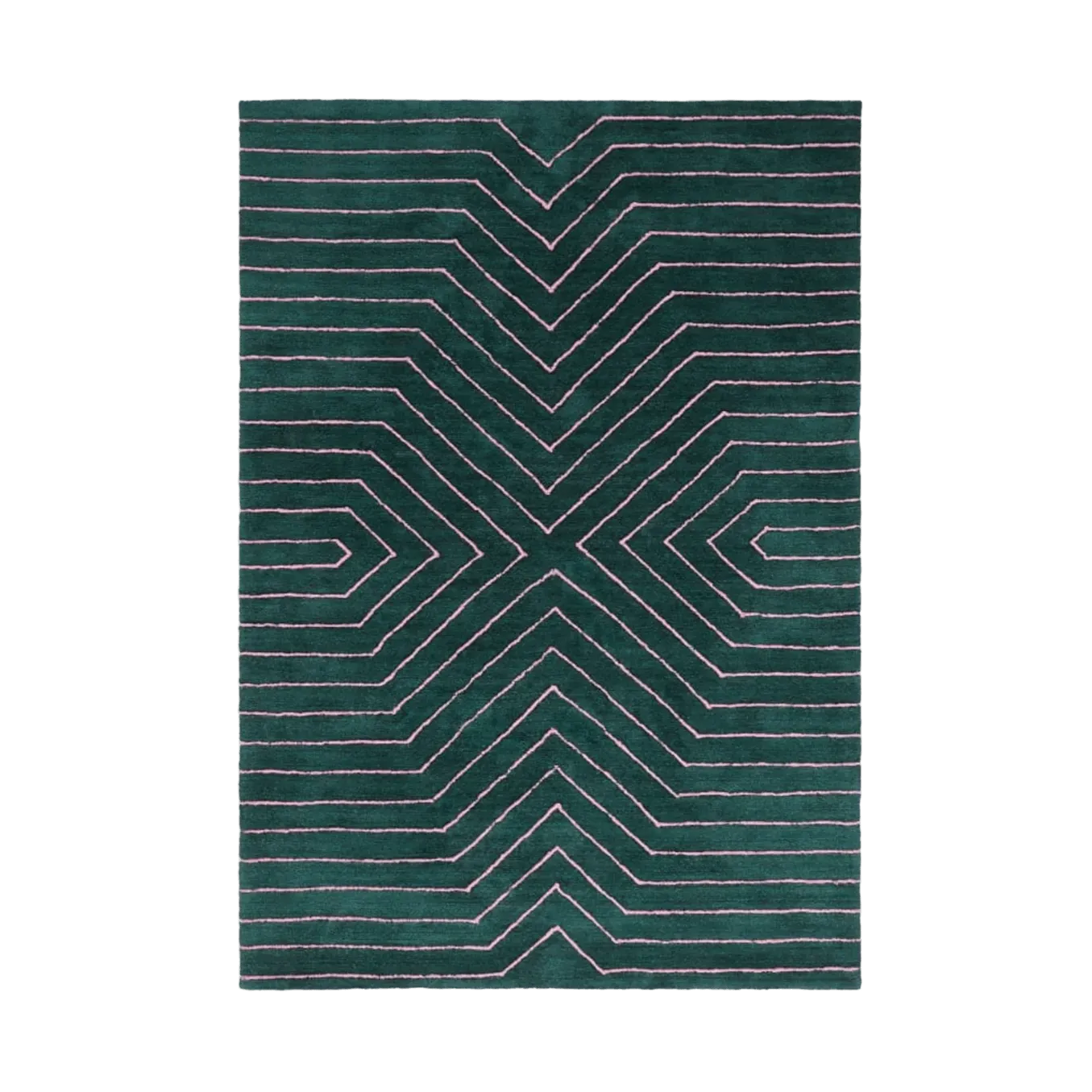 Dark Teal Geometric Hand Tufted Wool Rug