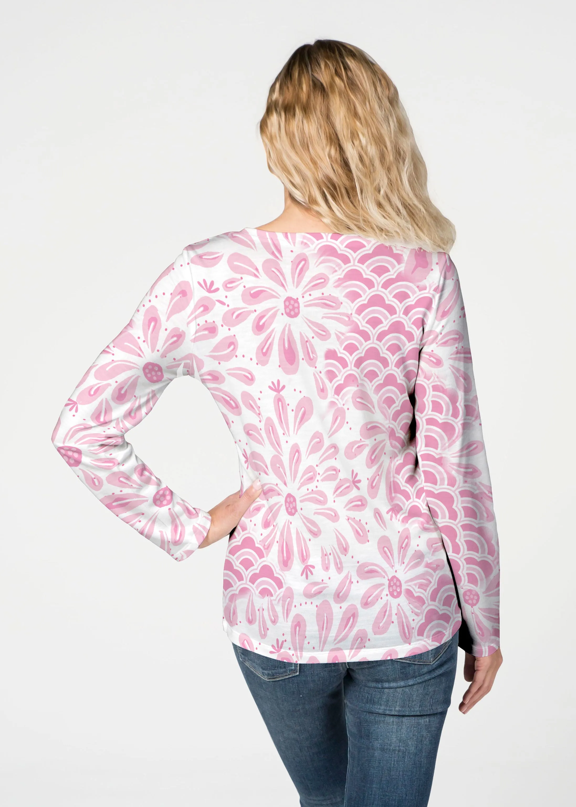 Daybreak Pink (8073) ~ French Terry V-neck Top