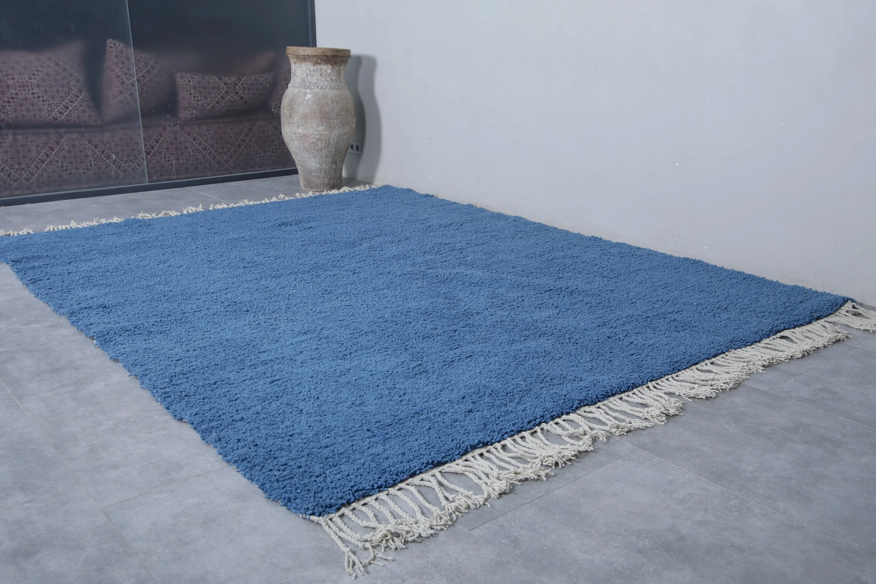Denim Moroccan rug - Contemporary rug - Custom Wool rug