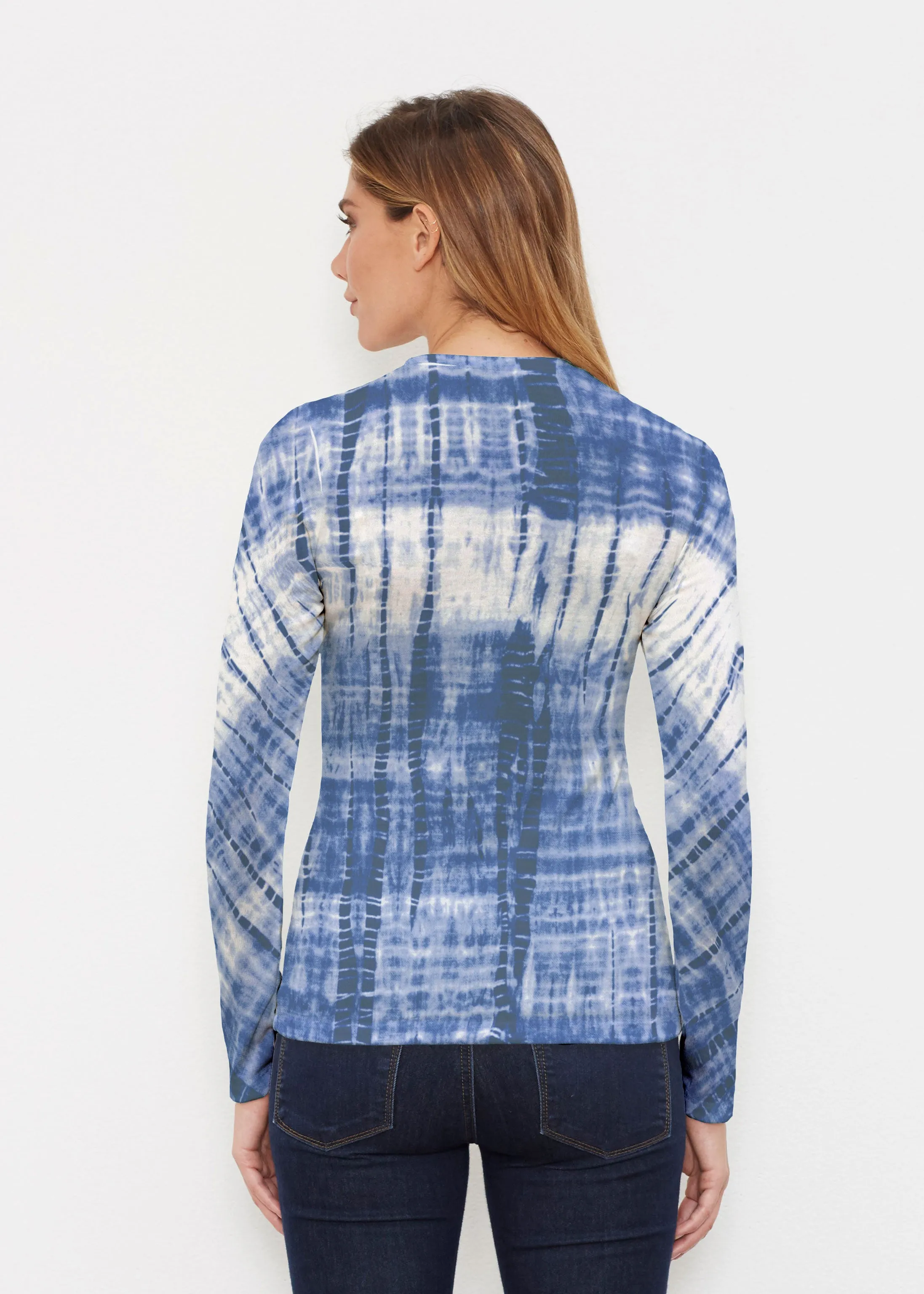Denim Tie Dye (14230) ~ Butterknit Long Sleeve Crew Top