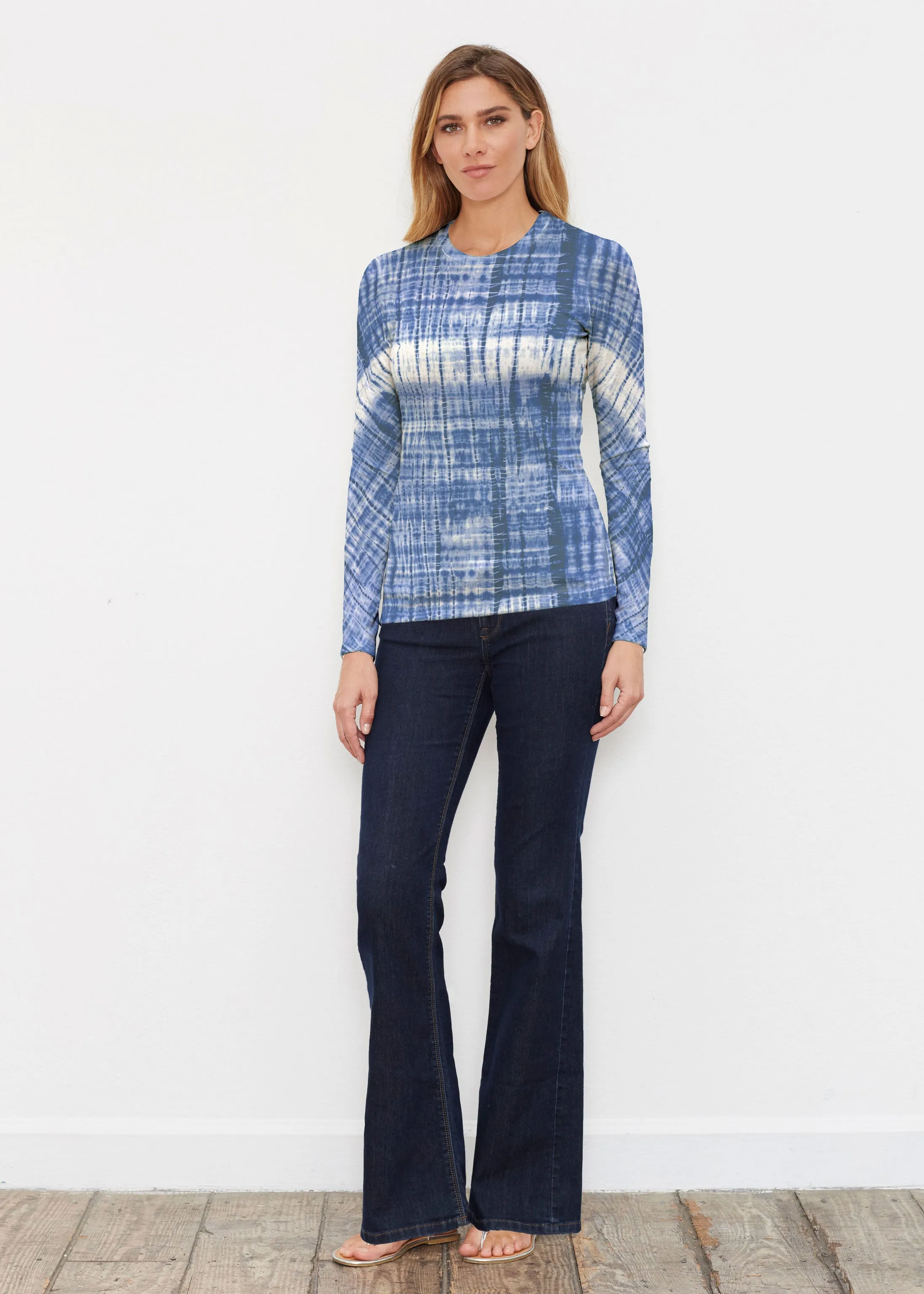 Denim Tie Dye (14230) ~ Butterknit Long Sleeve Crew Top