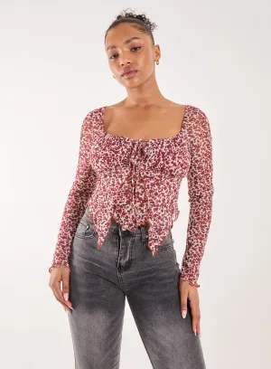 Ditsy Floral Print Long Sleeve Butterfly