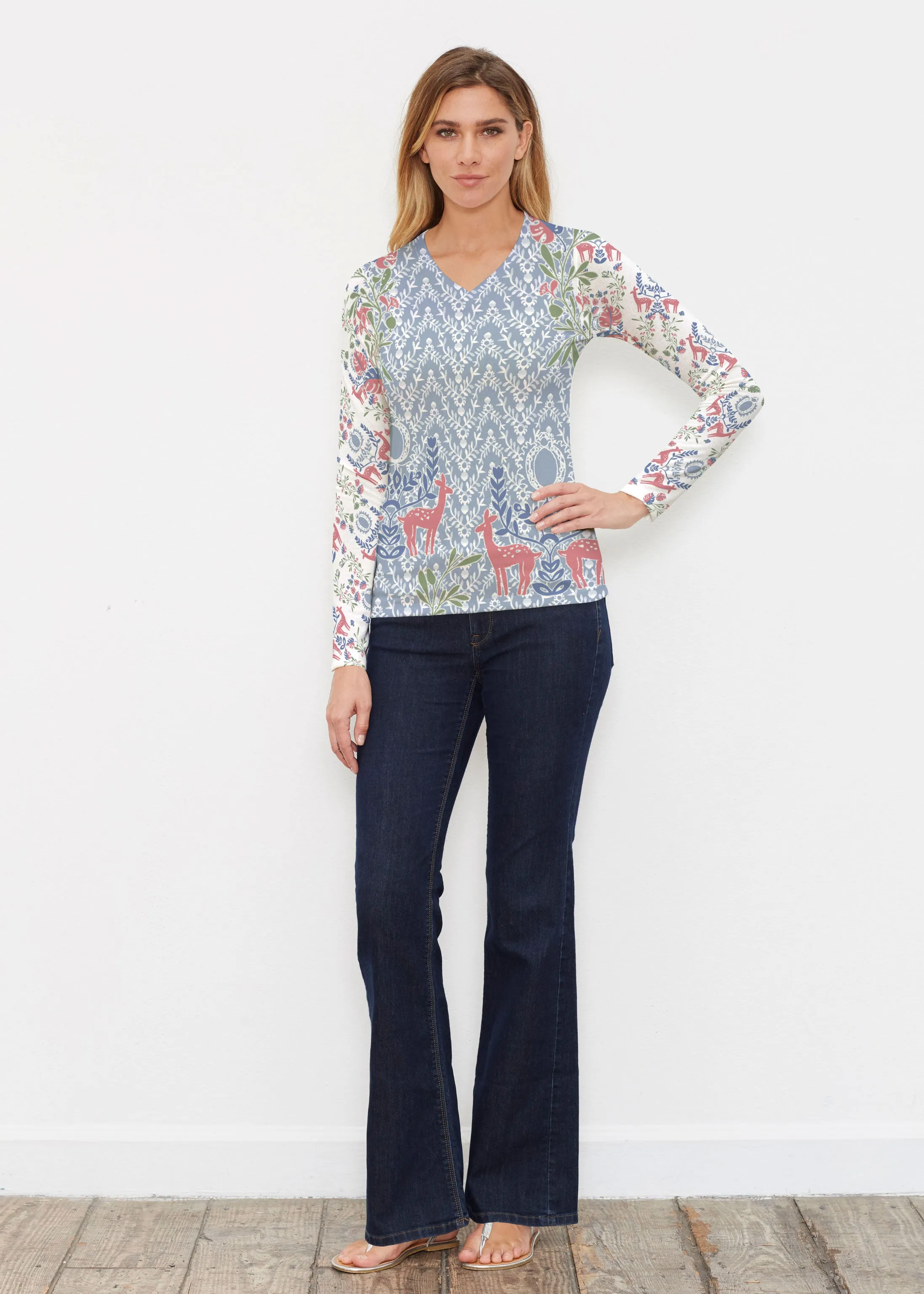 Doe A Deer (8031) ~ Butterknit Long Sleeve V-Neck Top
