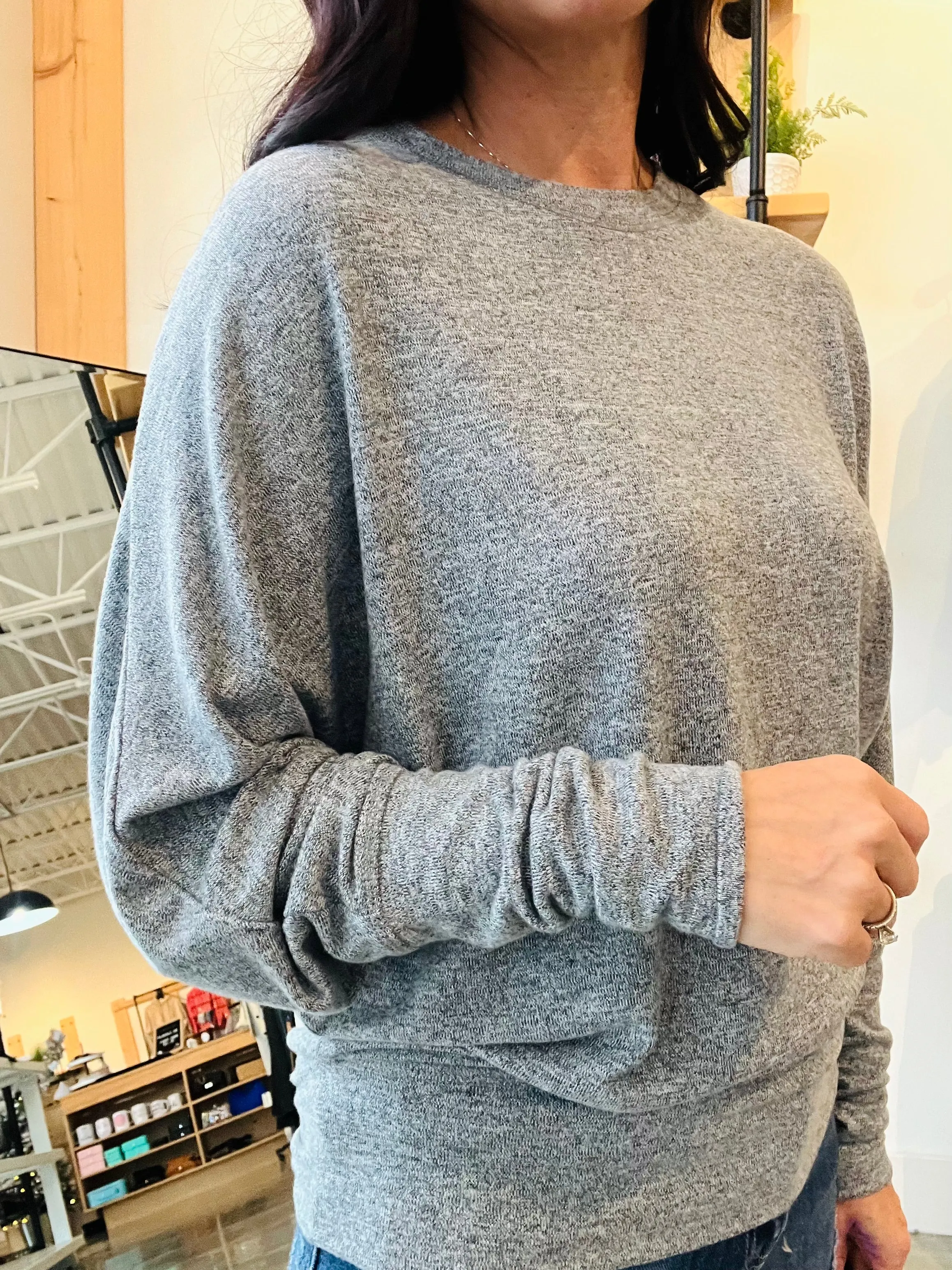 Dolman Long Sleeve - 2 Tone Grey