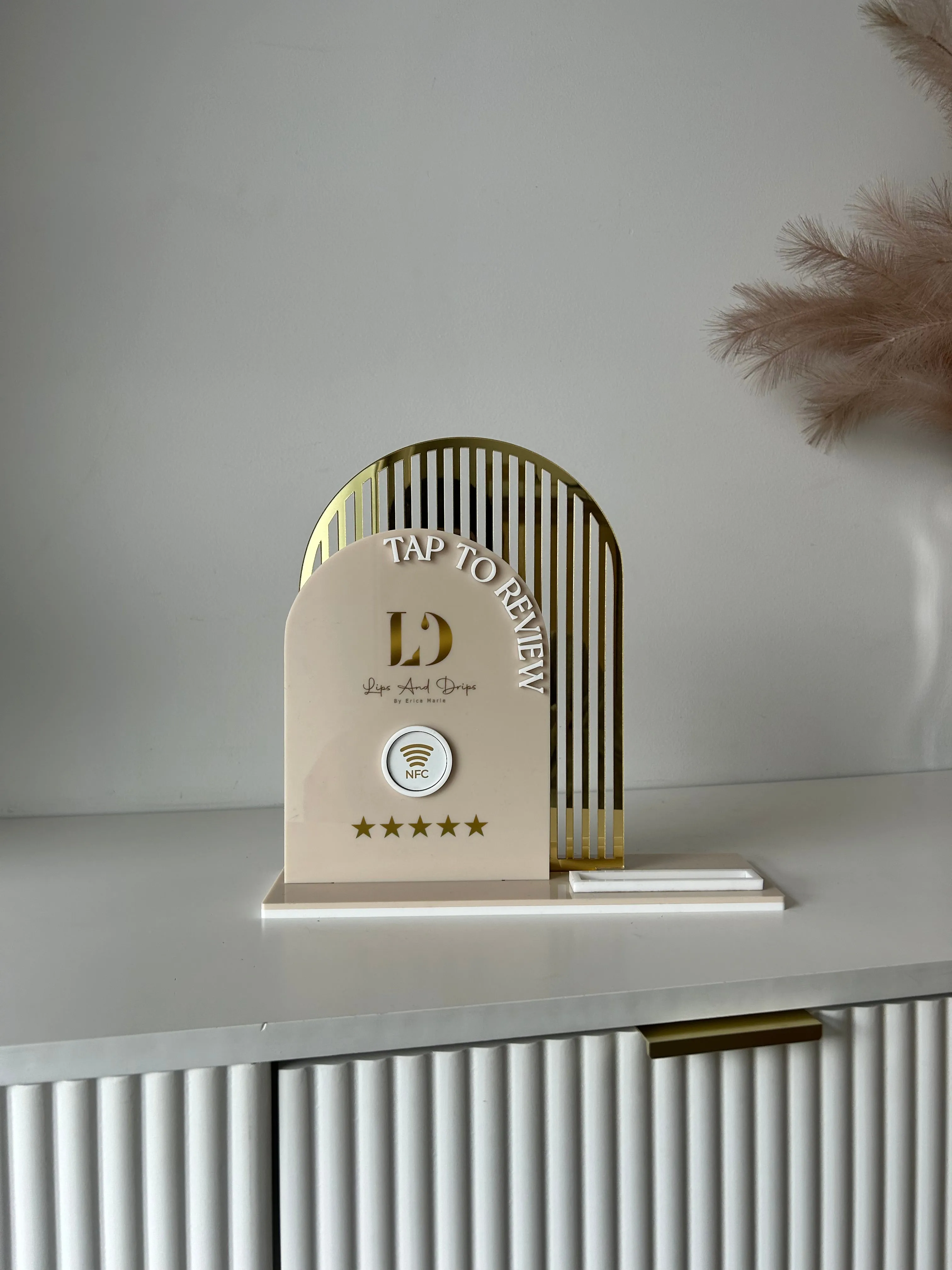 Double Arched Logo   Single NFC and Card Holder - Tap to Review