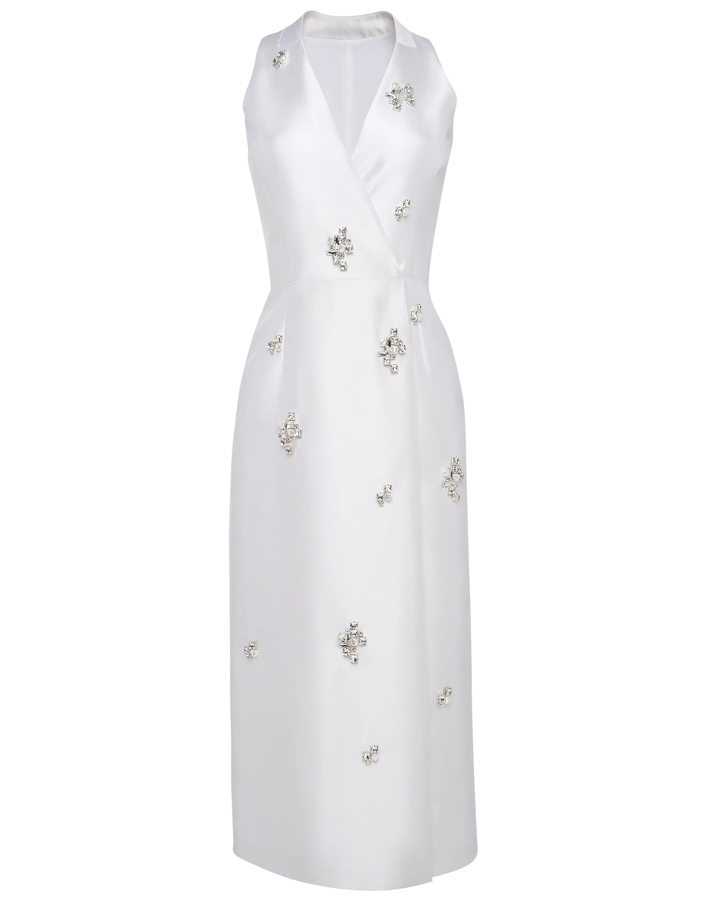 DOUBLE-BREASTED DRESS WITH JEWEL AND PEARL EMBELLISHMENTS