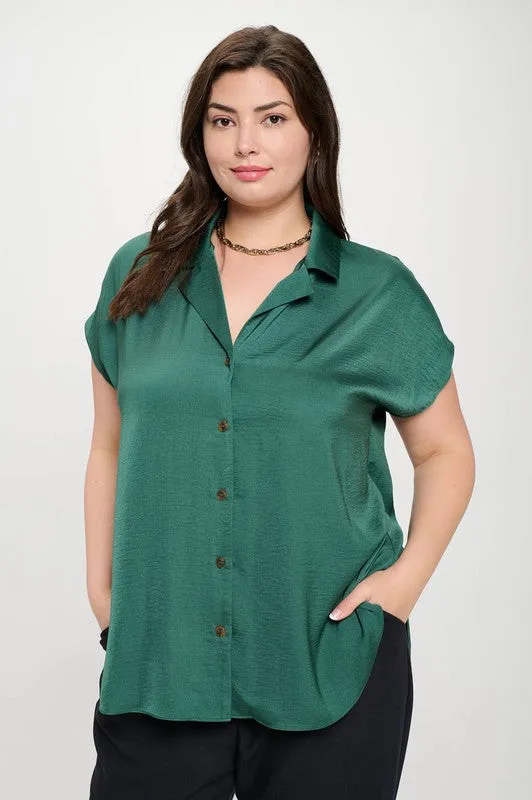 Drop Shoulder Button Up Top
