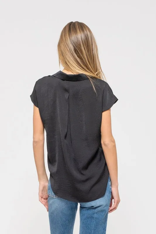 Drop Shoulder Button Up Top