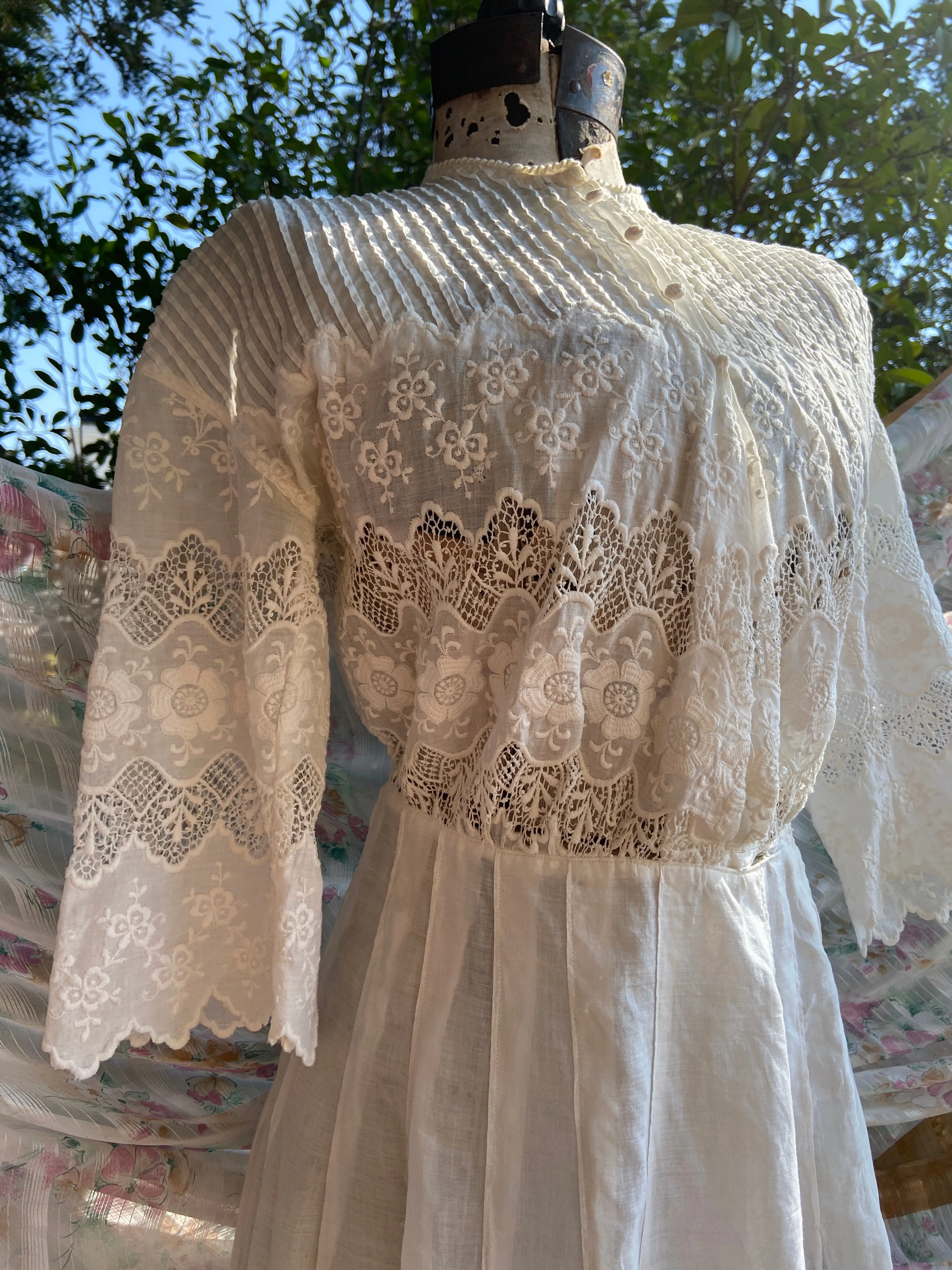 Edwardian White Work Cotton Lawn Dress
