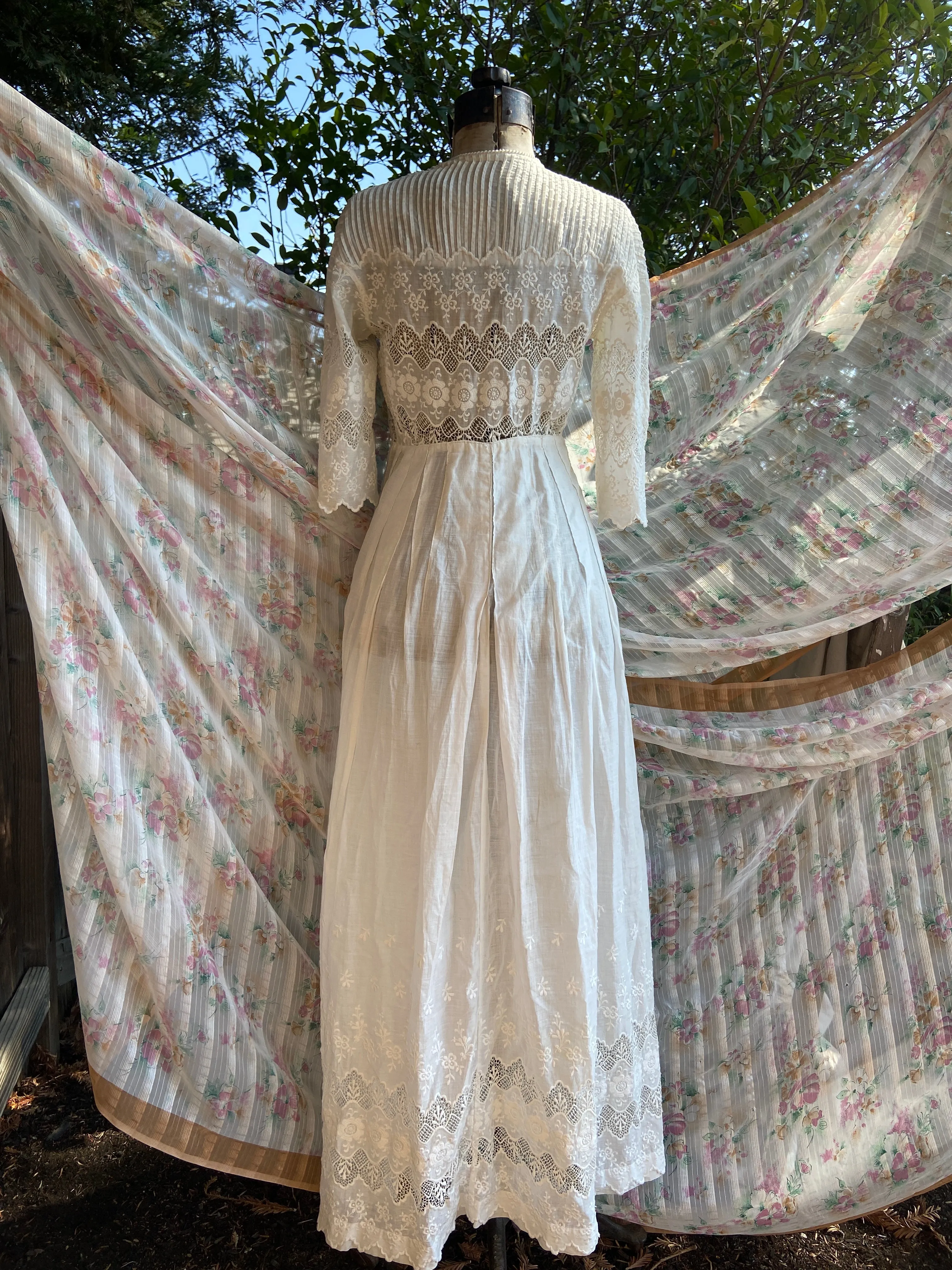 Edwardian White Work Cotton Lawn Dress