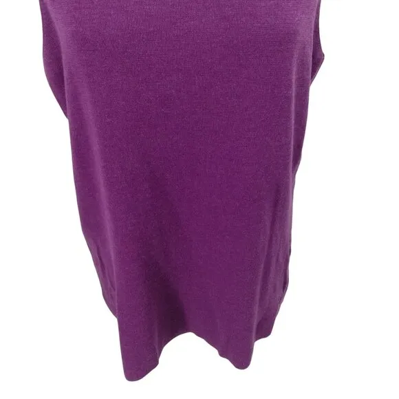 Eileen Fisher Purple Sleeveless 100% Merino Wool Tank Top Sweater Size XL