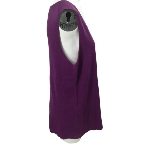 Eileen Fisher Purple Sleeveless 100% Merino Wool Tank Top Sweater Size XL