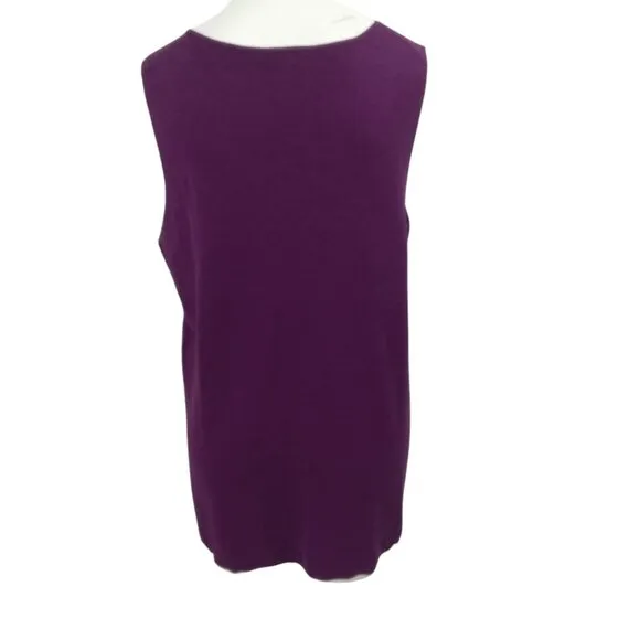 Eileen Fisher Purple Sleeveless 100% Merino Wool Tank Top Sweater Size XL