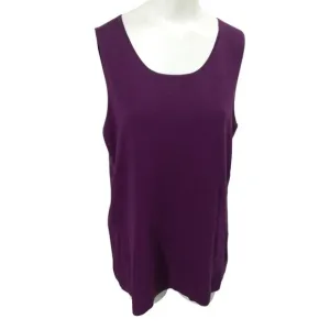 Eileen Fisher Purple Sleeveless 100% Merino Wool Tank Top Sweater Size XL