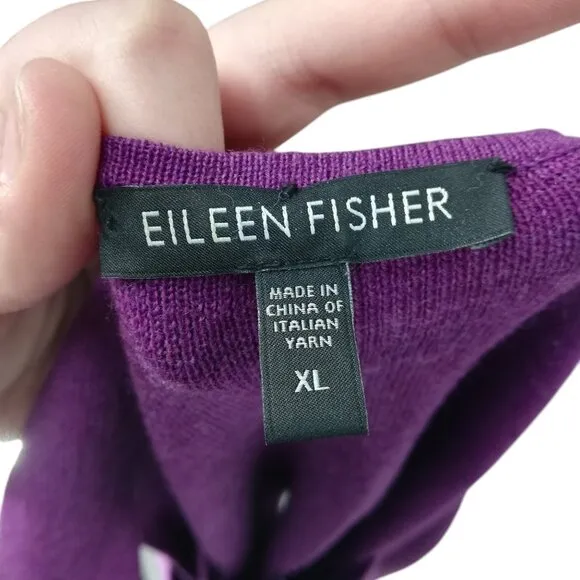 Eileen Fisher Purple Sleeveless 100% Merino Wool Tank Top Sweater Size XL