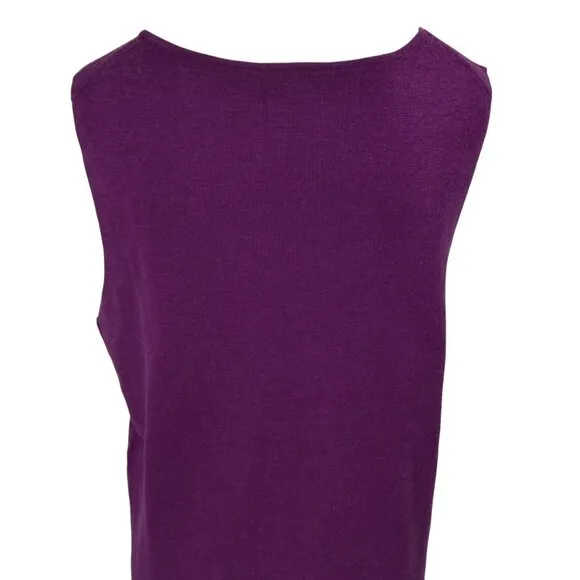 Eileen Fisher Purple Sleeveless 100% Merino Wool Tank Top Sweater Size XL