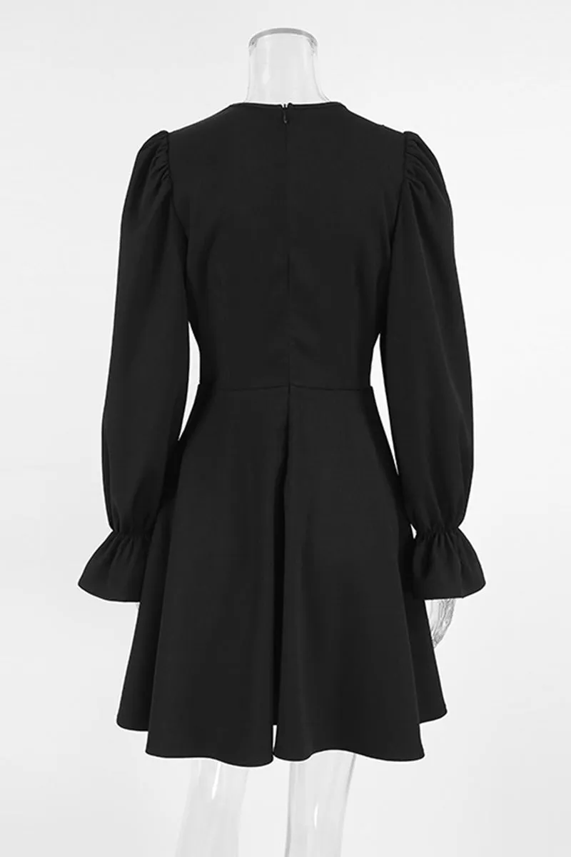 Elegant Patchwork Zipper Peter Pan Collar A Line Dresses
