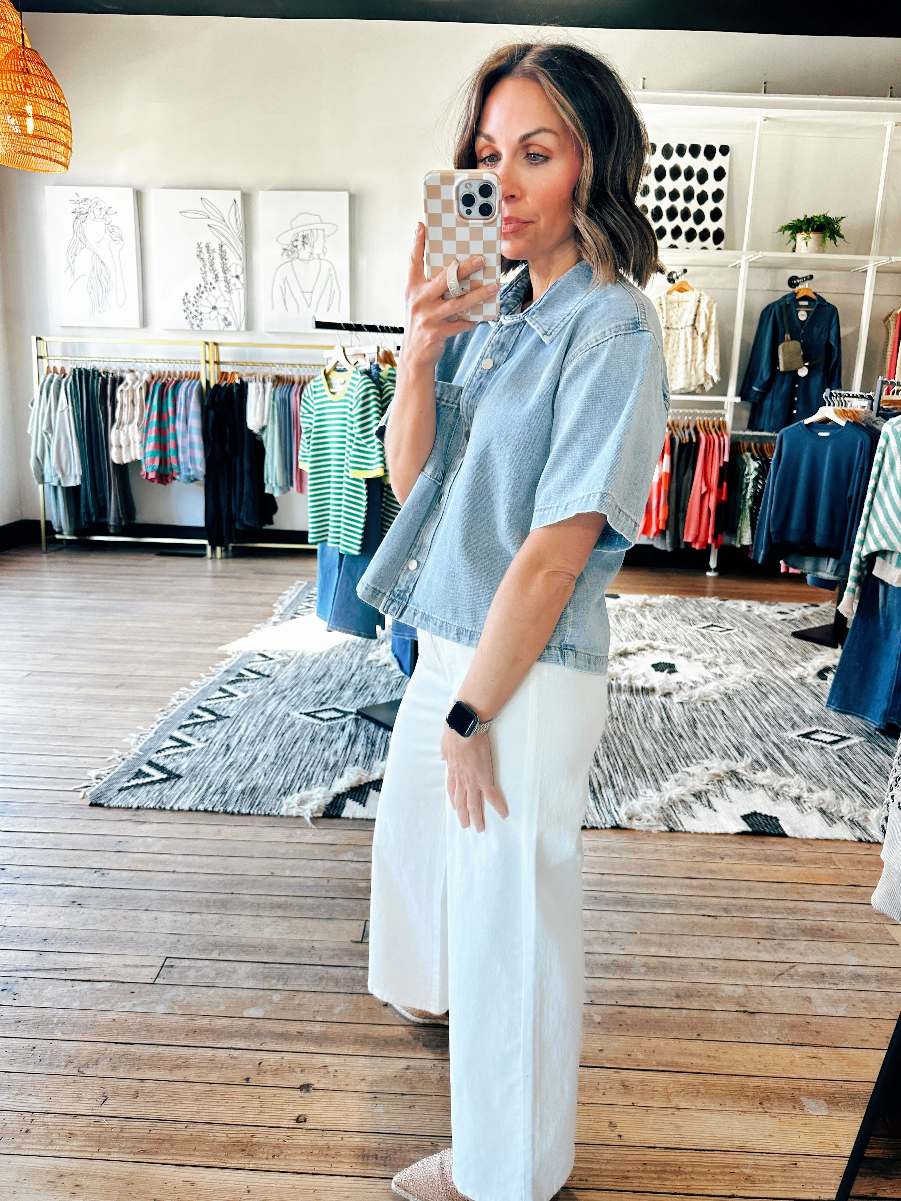 Eloise Boxy Denim Button-Up Shirt