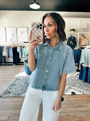 Eloise Boxy Denim Button-Up Shirt