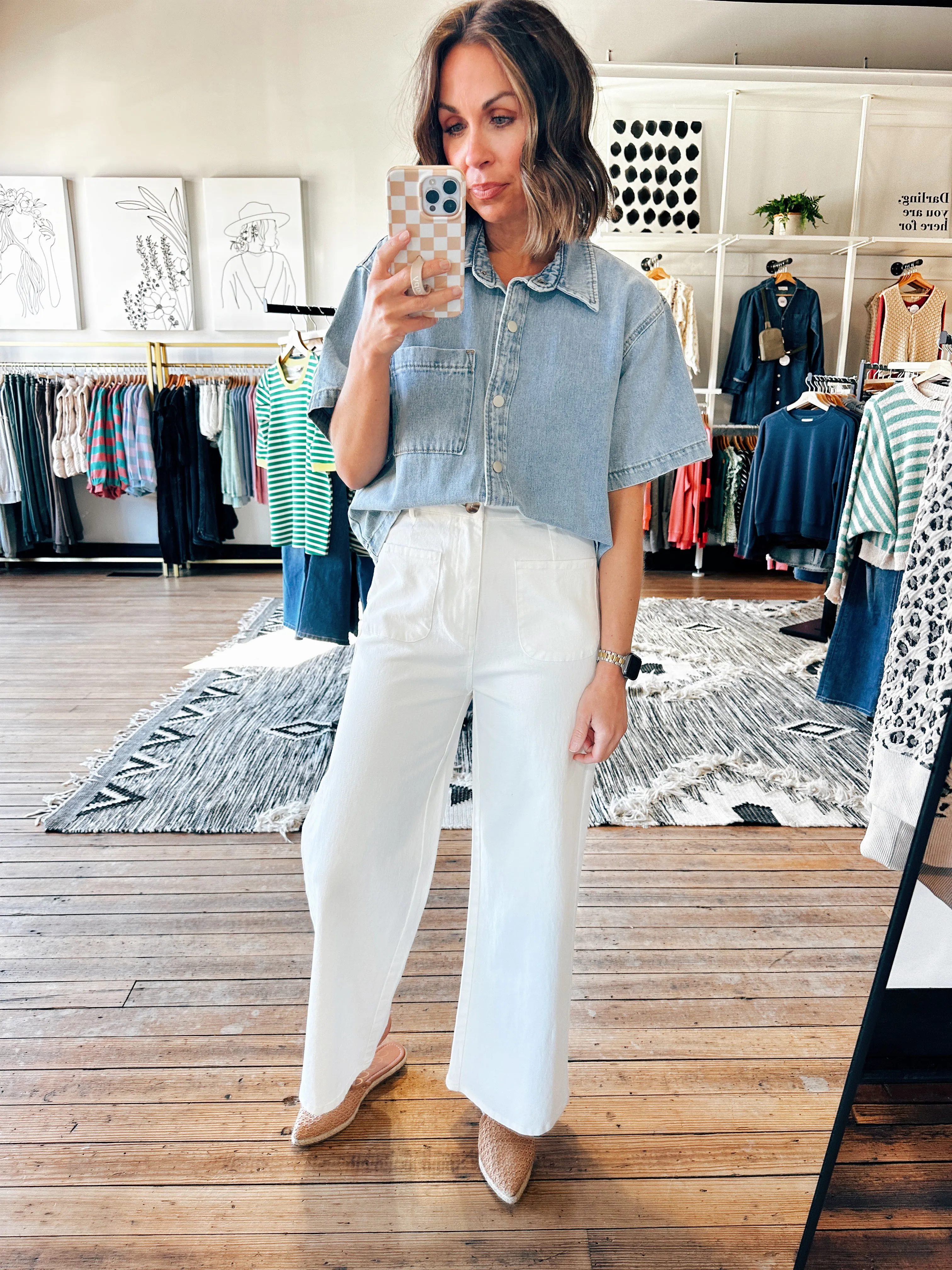 Eloise Boxy Denim Button-Up Shirt
