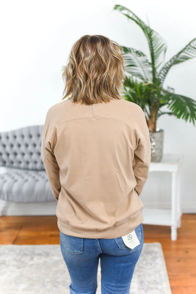 Emma Button Front Brushed Pullover Top