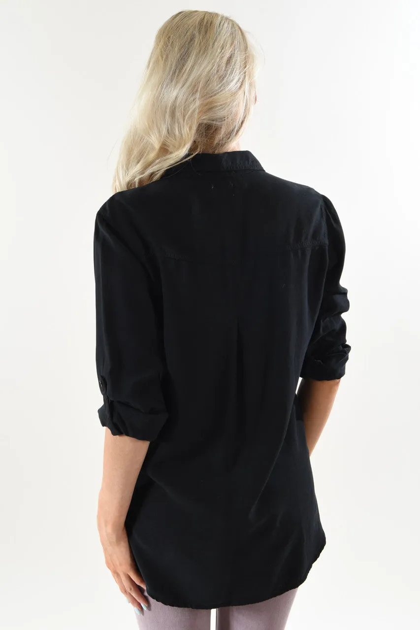 Essential Button Up Top ~ Black