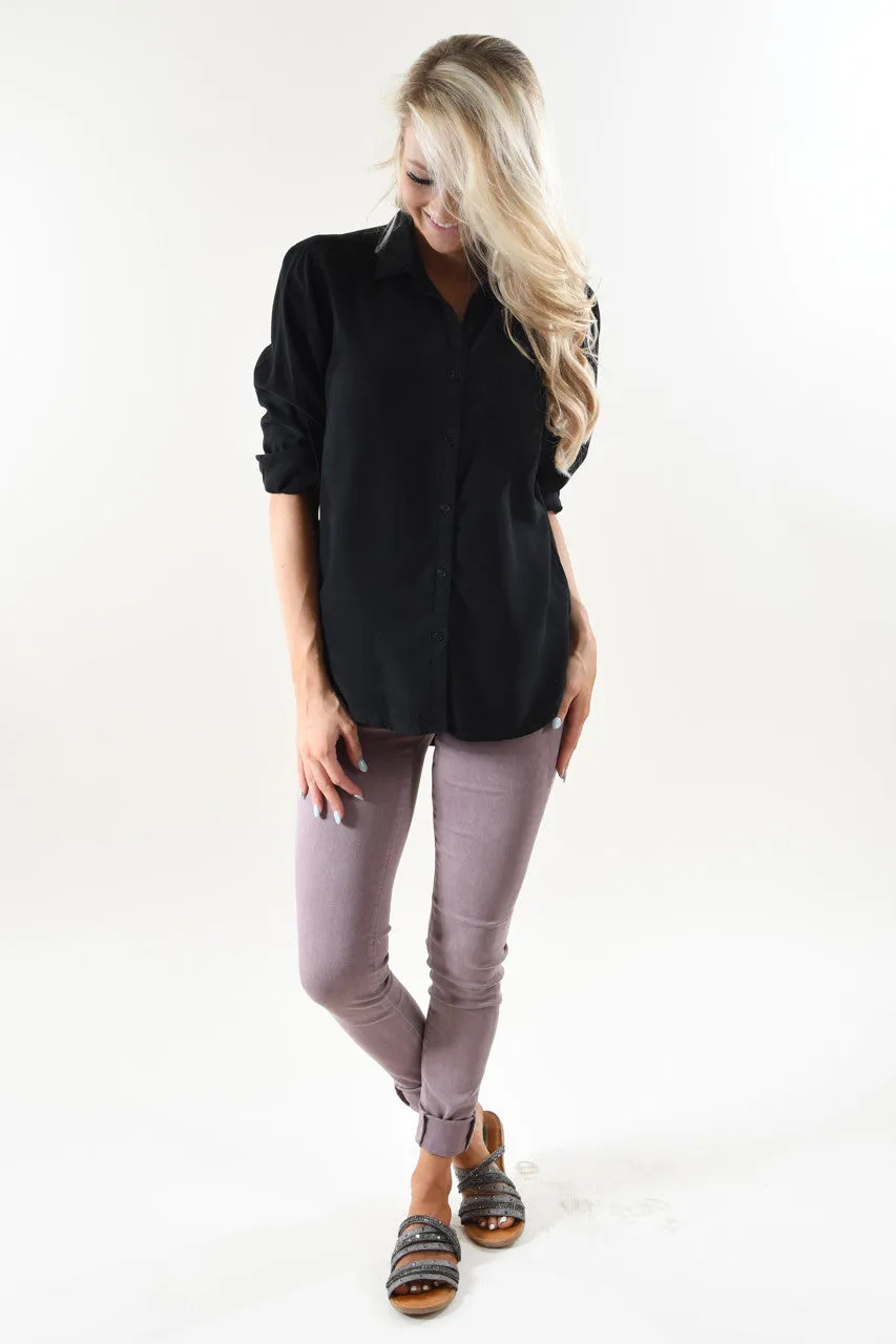 Essential Button Up Top ~ Black
