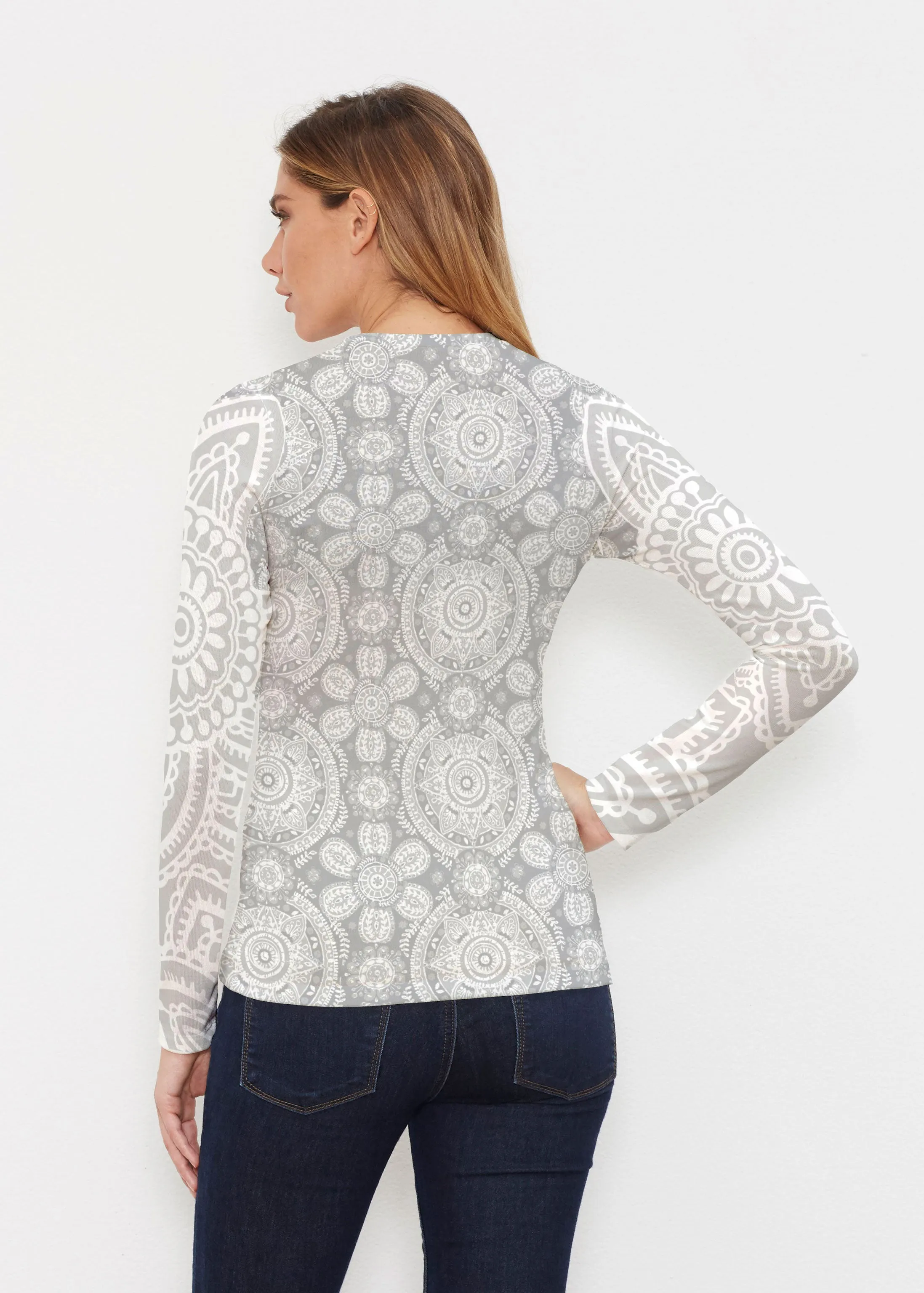 Etched Mod Grey (7964) ~ Butterknit Long Sleeve V-Neck Top