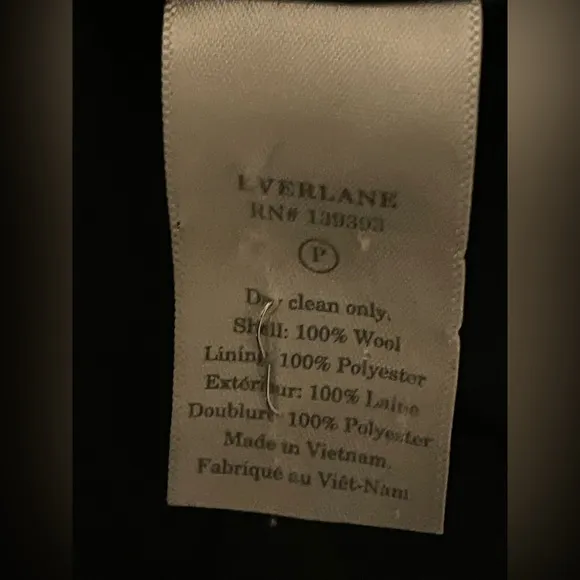 Everlane Black 100% Wool Blazer Size 8