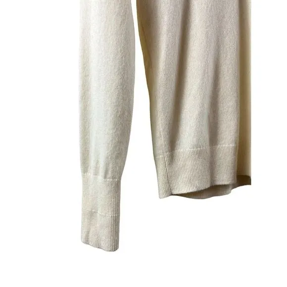 Everlane Cashmere Ribbed Crewneck Pullover Long Sleeve Sweater XS Cream Soft
