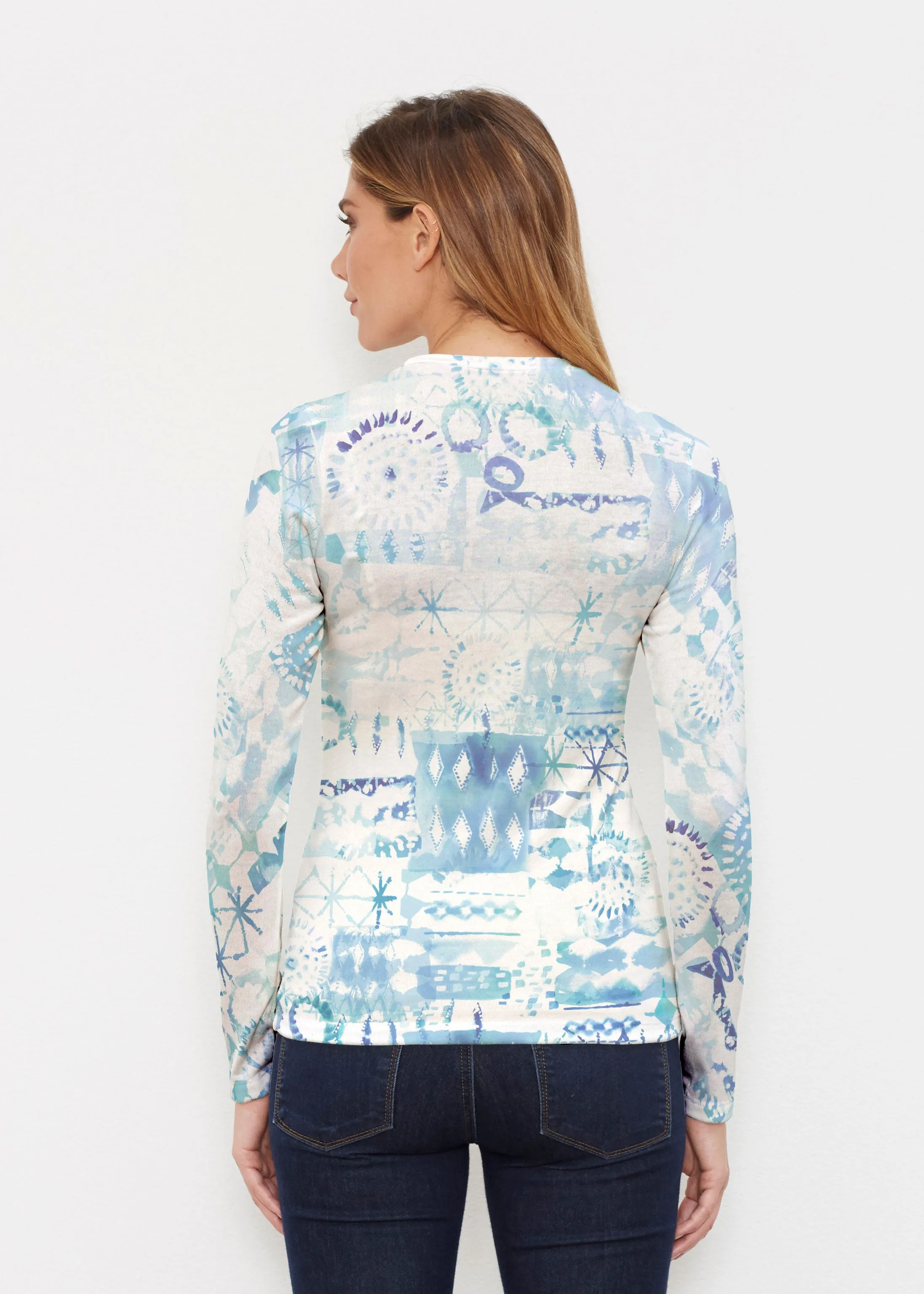 Ferris Wheel Blue (16186) ~ Butterknit Long Sleeve Crew Top