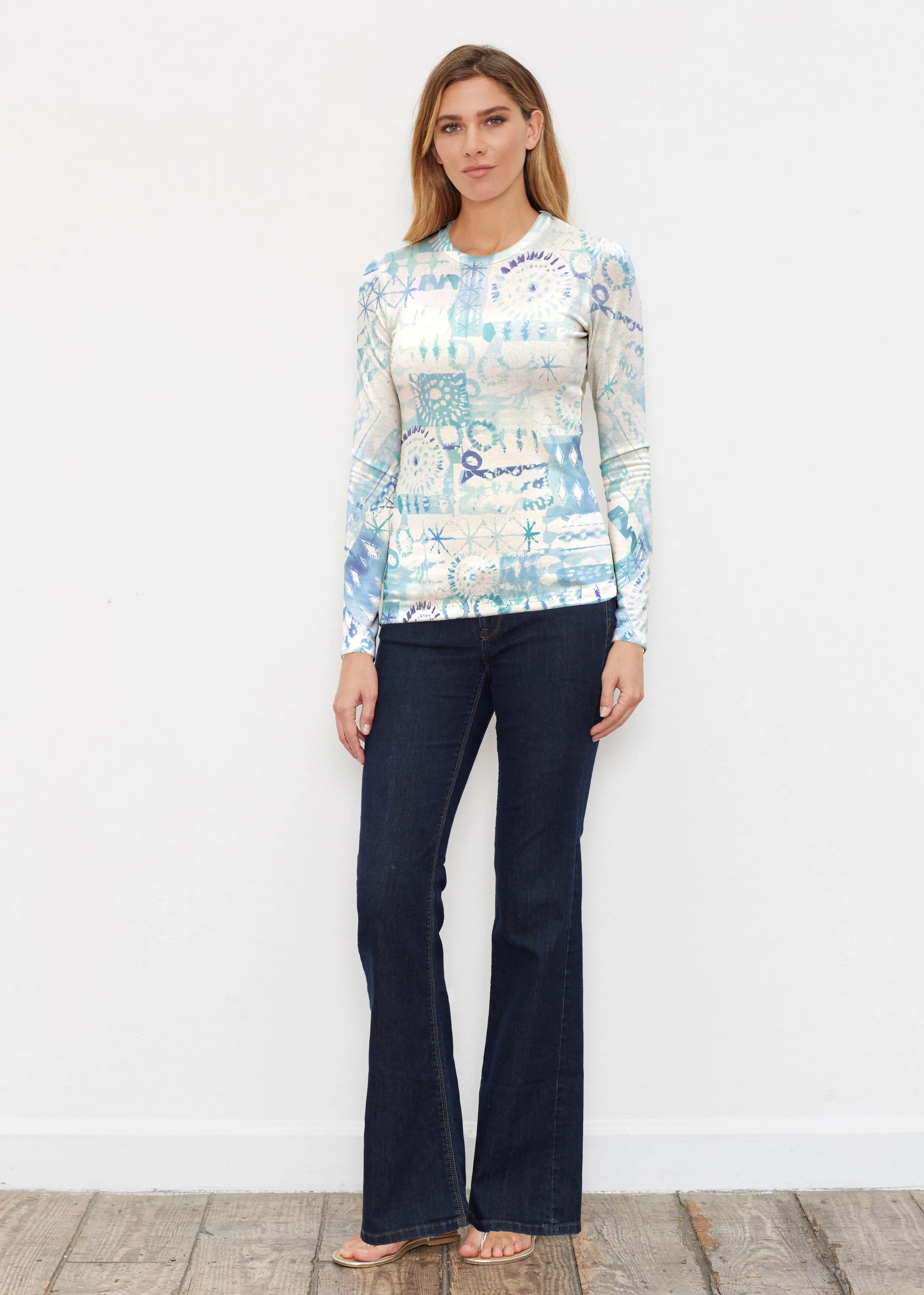 Ferris Wheel Blue (16186) ~ Butterknit Long Sleeve Crew Top