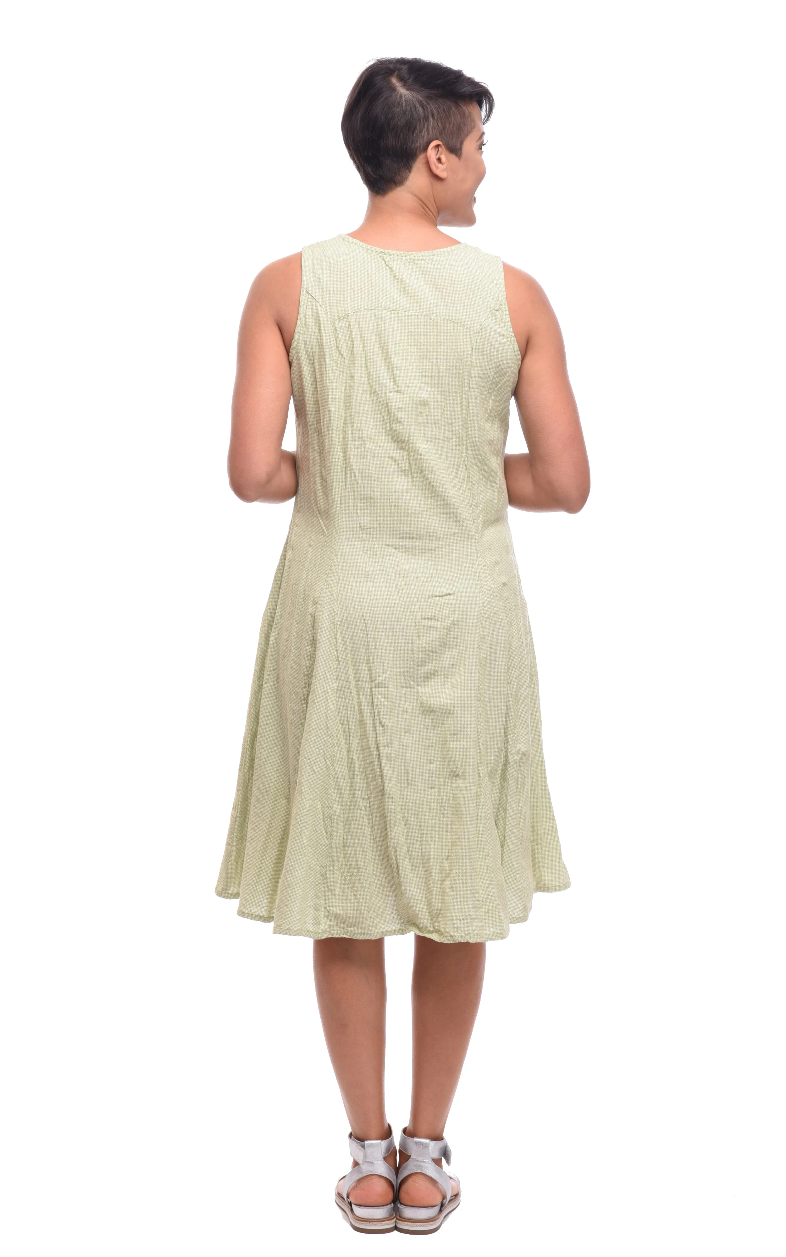 FINAL SALE CV656 Poppie Dress in Green White Houndstooth*