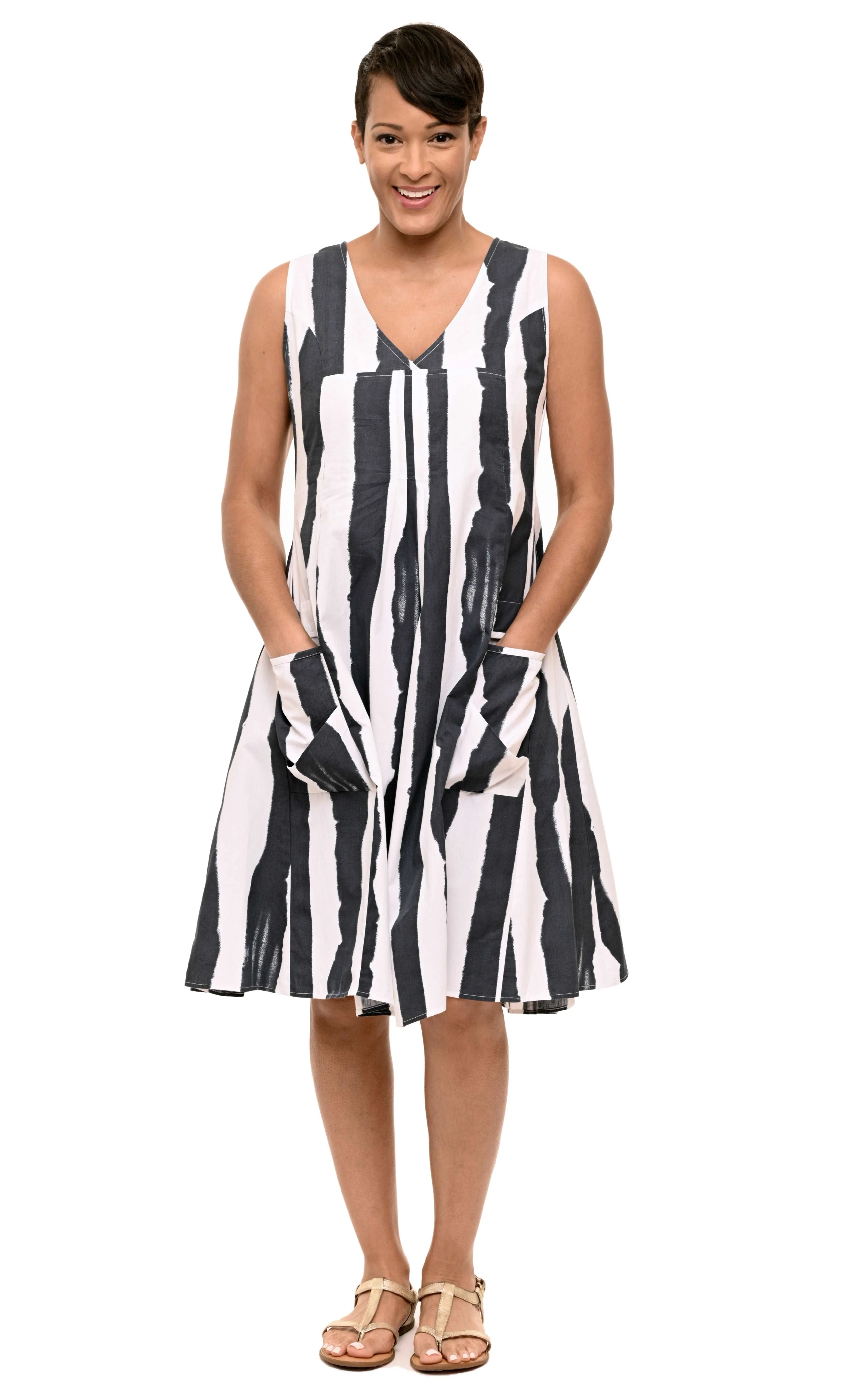 FINAL SALE CV656 Poppie Dress in Wavy Stripe*