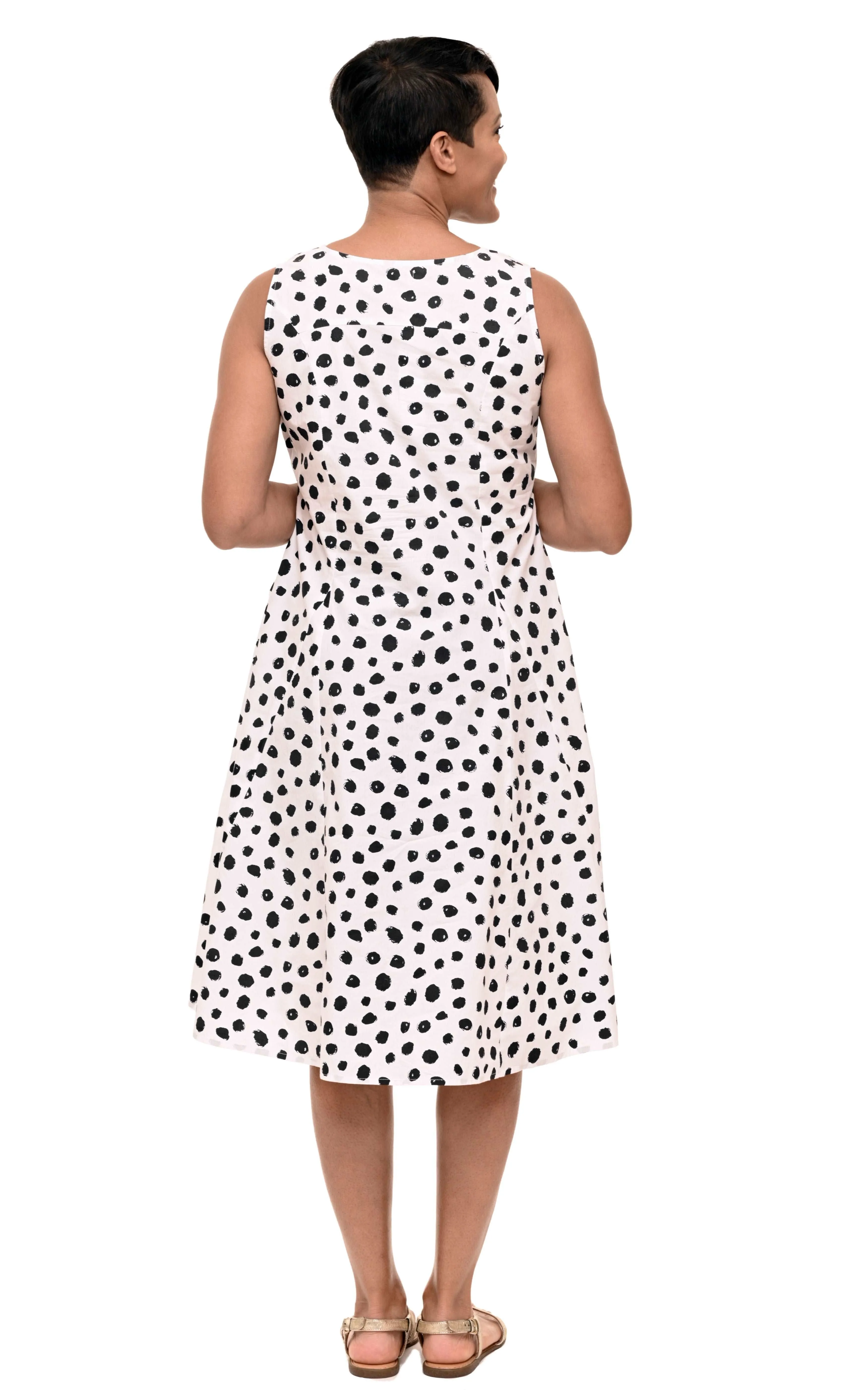 FINAL SALE CV656 Poppie Dress in White Doodle Dot*