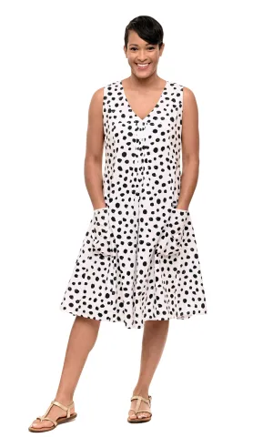 FINAL SALE CV656 Poppie Dress in White Doodle Dot*