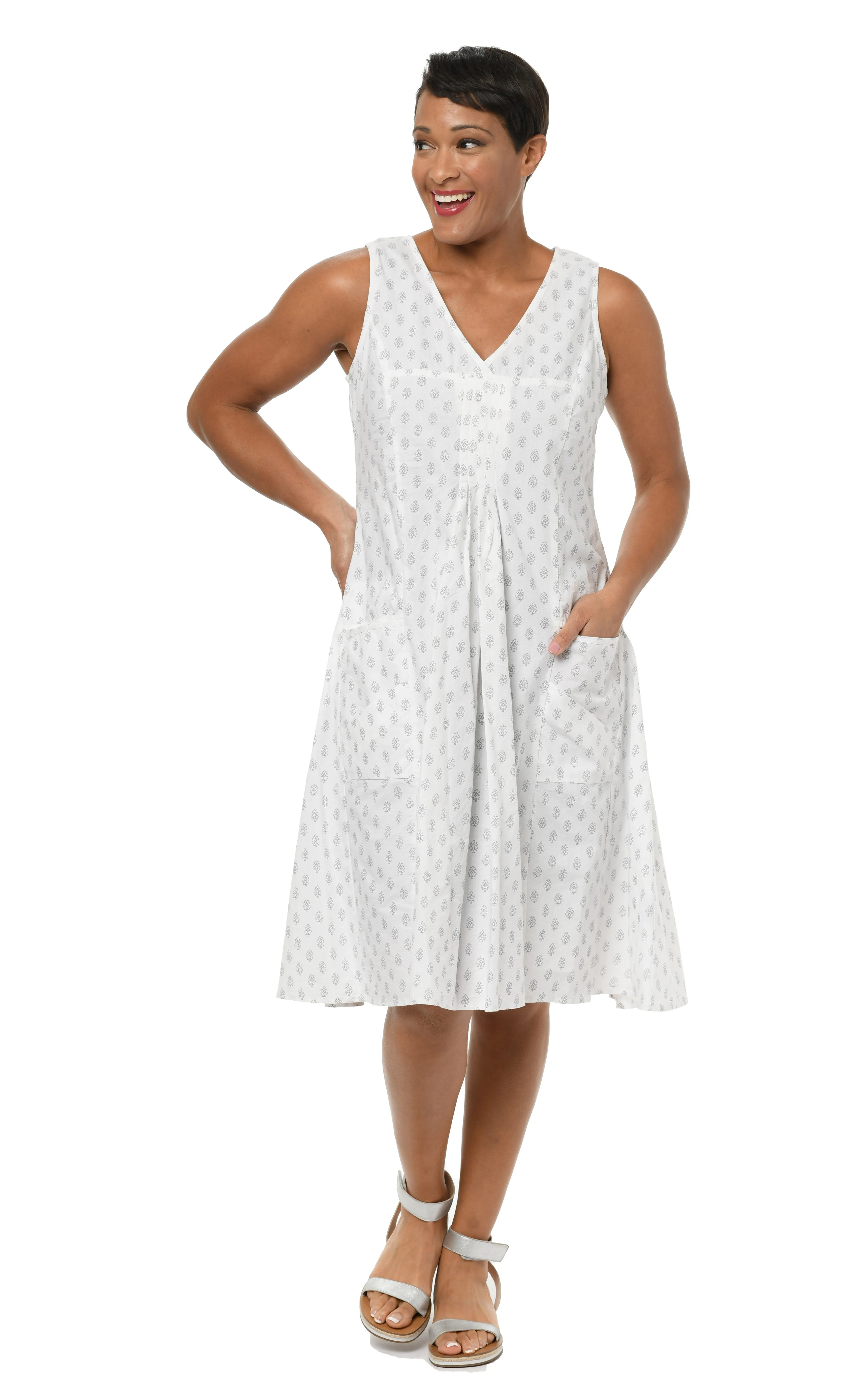 FINAL SALE Poppie Dress in Gray Leaf*