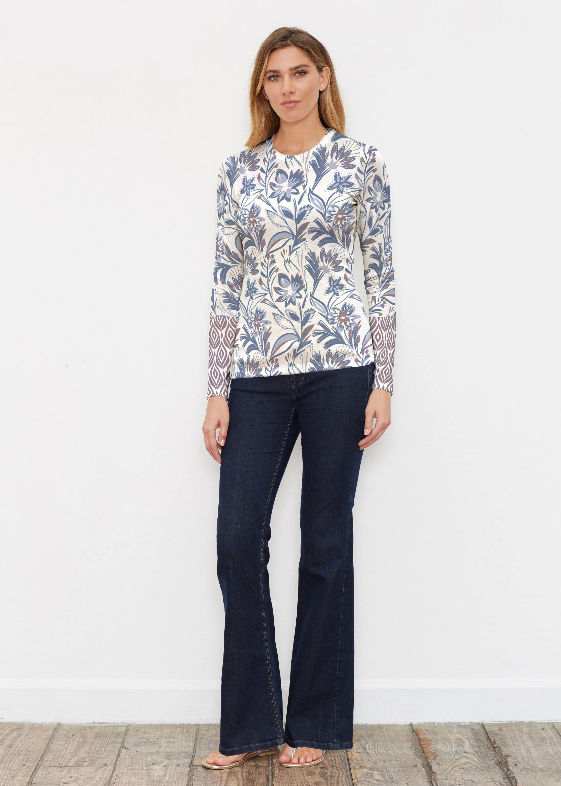 Floral Buds (8015) ~ Butterknit Long Sleeve Crew Top