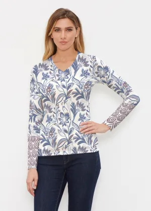 Floral Buds (8015) ~ Butterknit Long Sleeve V-Neck Top