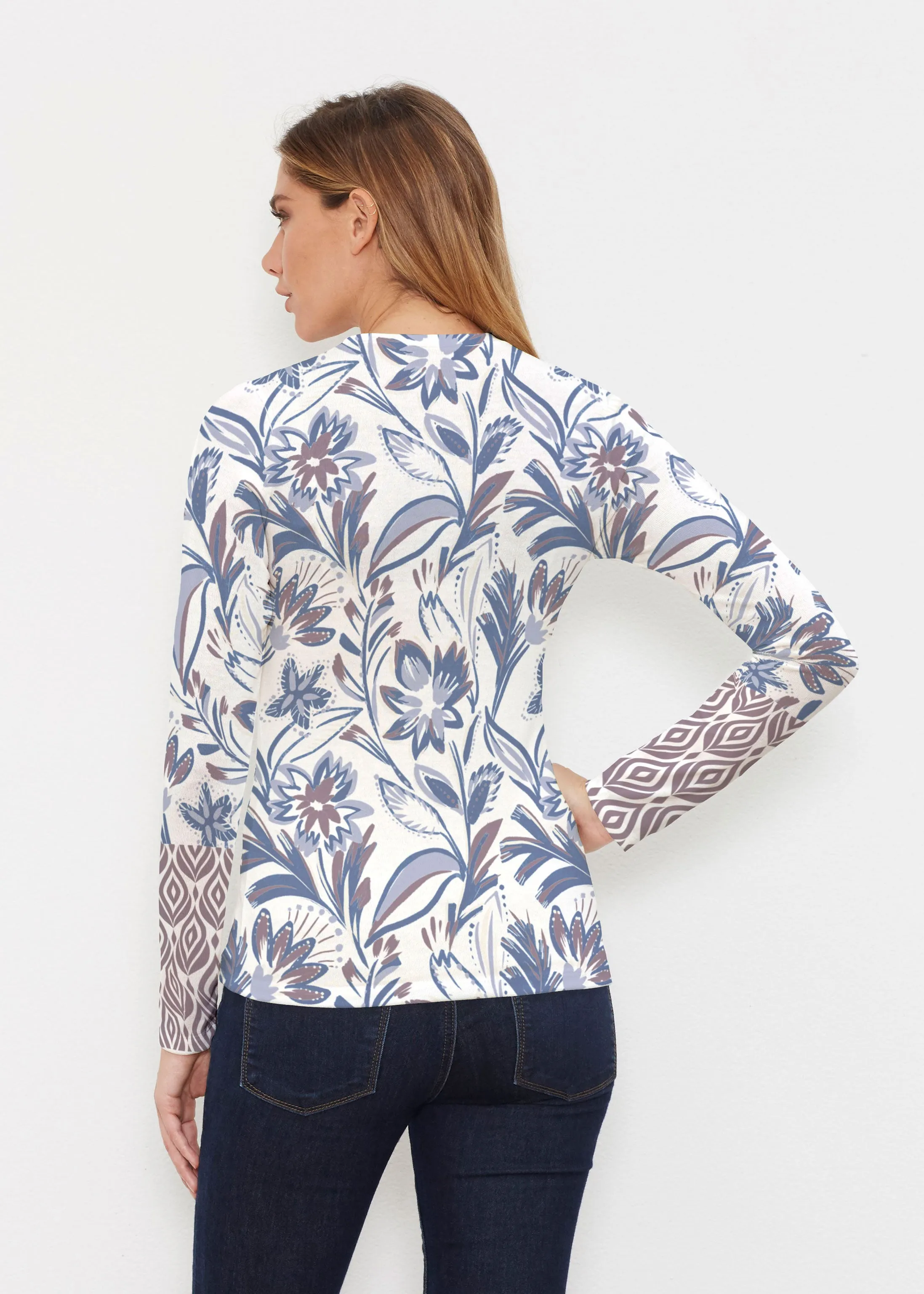 Floral Buds (8015) ~ Butterknit Long Sleeve V-Neck Top