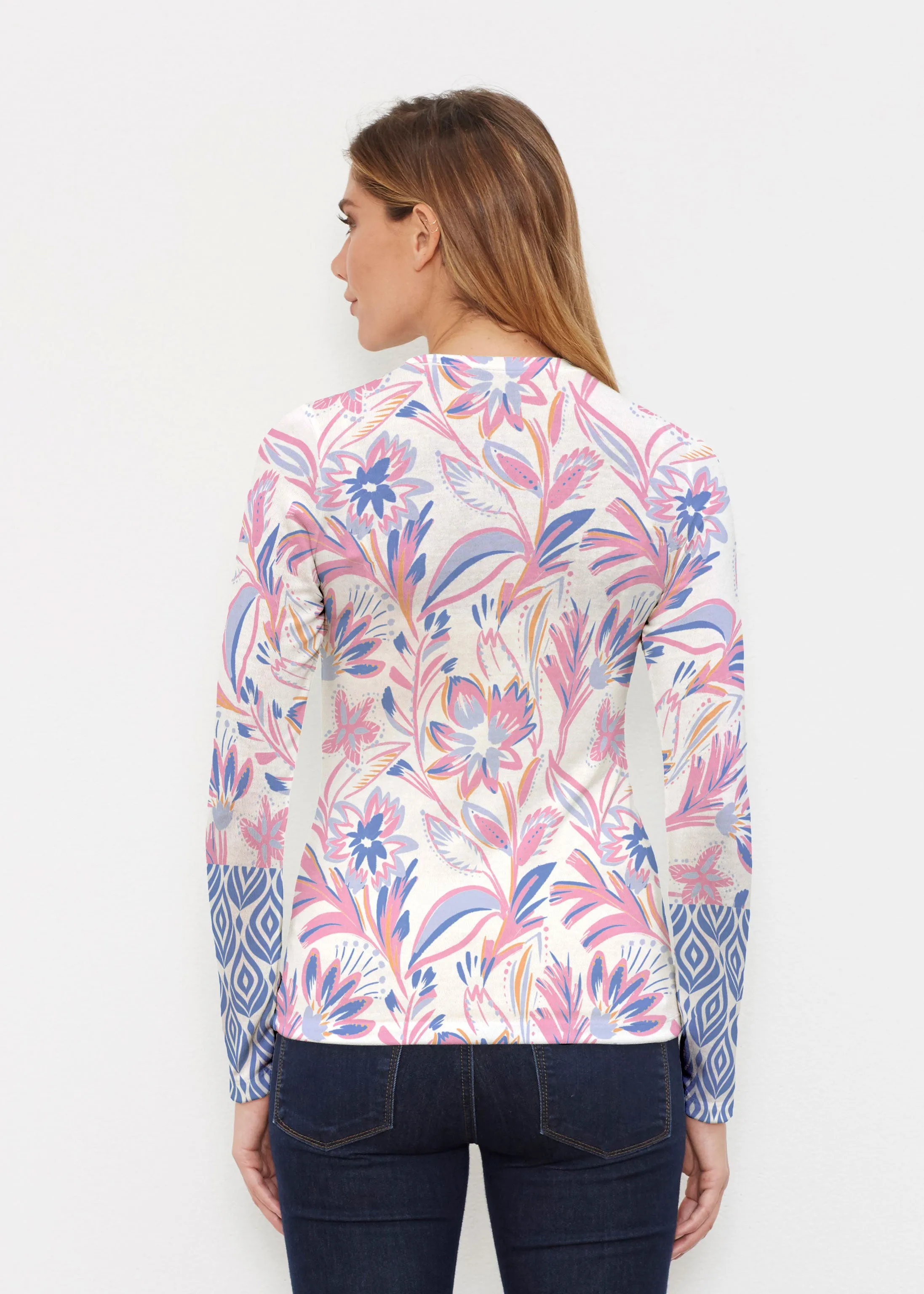Floral Buds Pink (8032) ~ Butterknit Long Sleeve Crew Top
