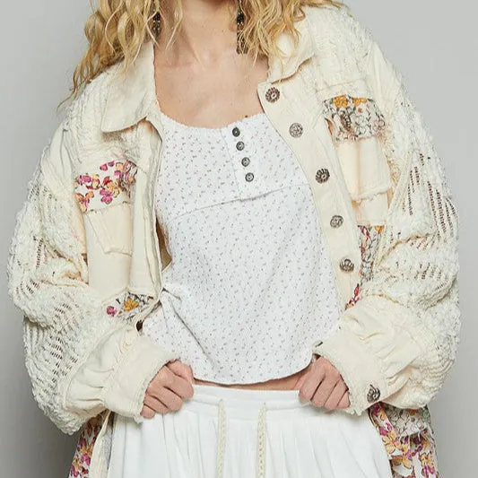 Floral Crochet Button Up Shacket