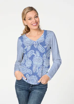 Floral Sunshine (13533) ~ French Terry V-neck Top