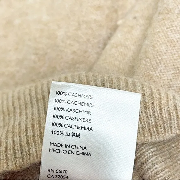 FREE PEOPLE Women’s Camel Harmony 100% Cashmere V-Neck Sweater - XS